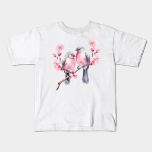 Birds on a Cherry Branch Kids T-Shirt